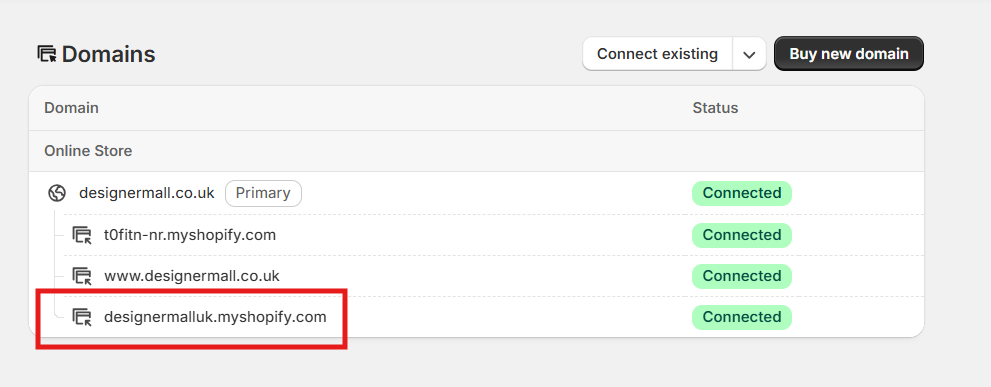 Step 3 — Find your myshopify.com domain